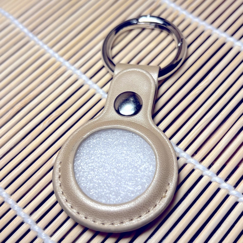 Leather Keychain Holder for Apple AirTag - Metallic Gold